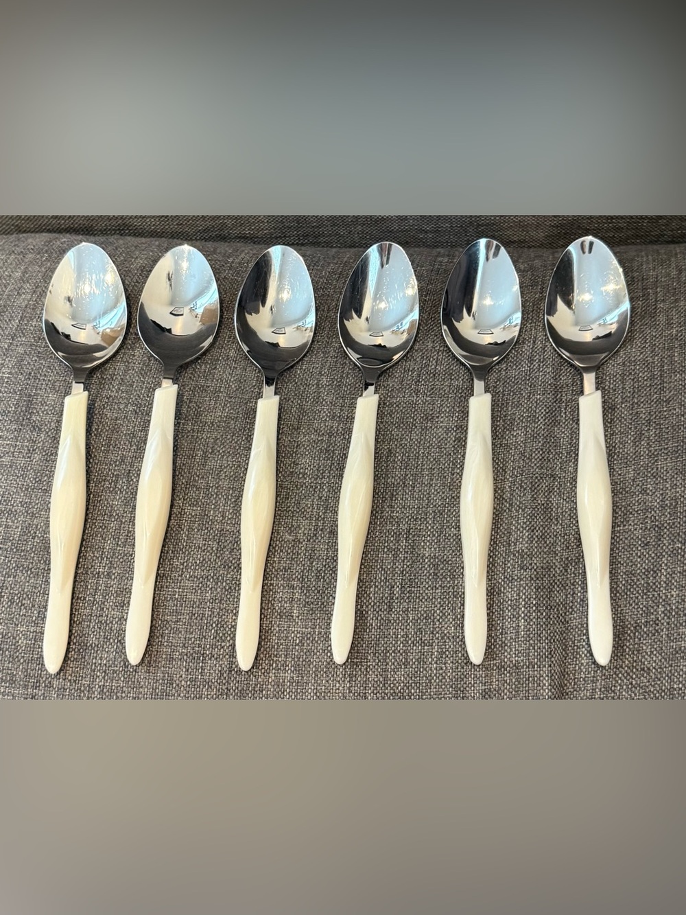 Cutco White Pearl 8” Soup Table Spoons Set of 6 Discontinued Flatware